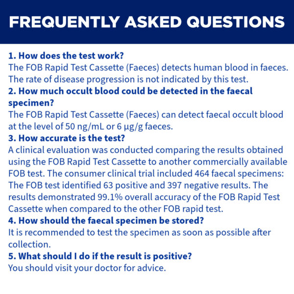 frequently asked questions for the 'One Step' bowel test
