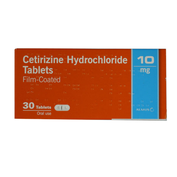 A box of CETIRIZINE tablets.