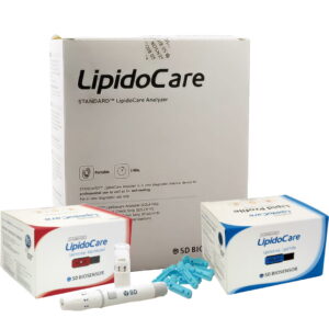 lipidocare meter box with lipid profile and total cholesterol boxes and with lancing device and lancets