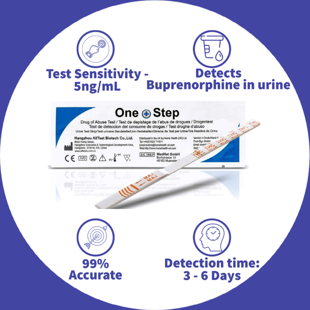 5 x Buprenorphine Drug Testing Kits - Urine Test Strips | Home Health UK