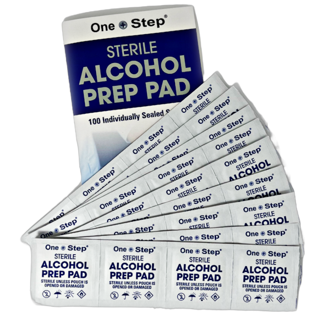 one step alco wipes and packaging