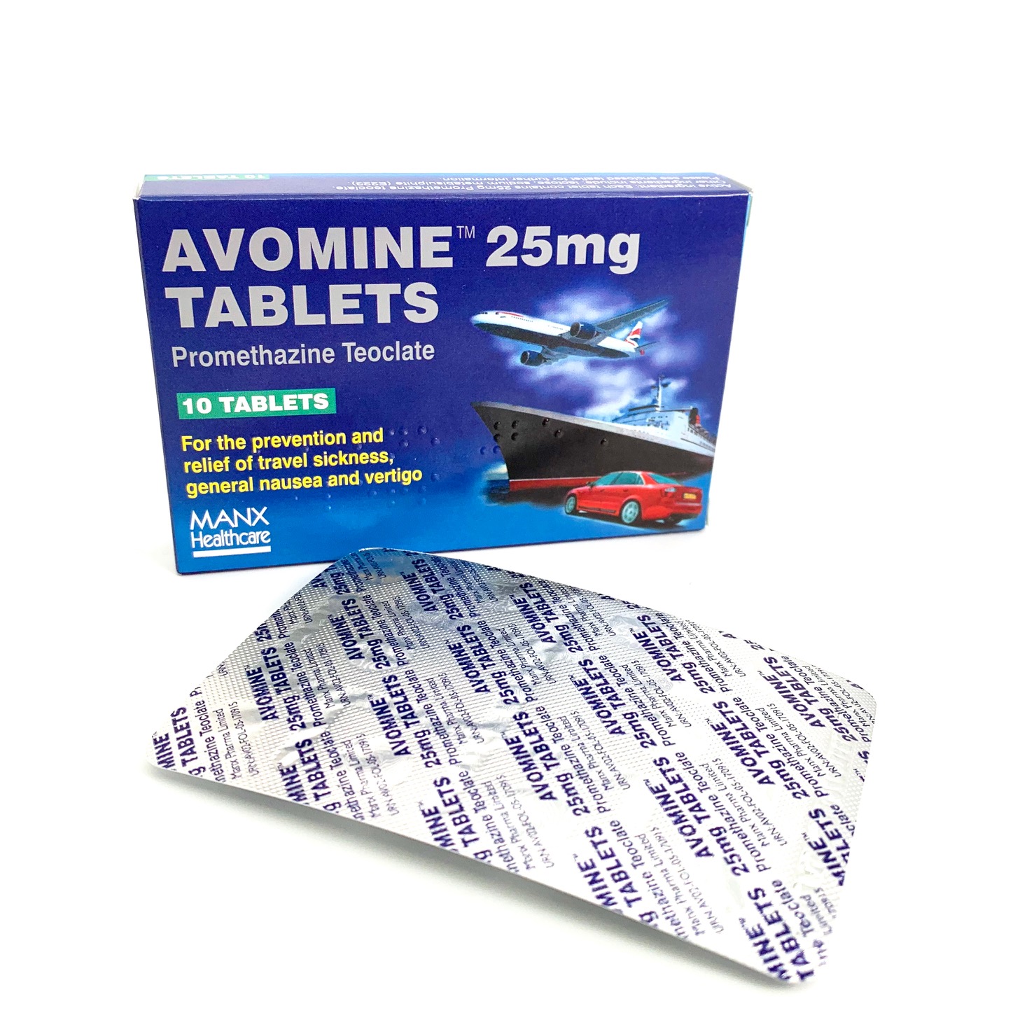 Avomine Travel Sickness Tablets, Vertigo, Motion, Promethazine 25mg