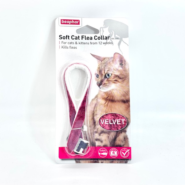 Cat Kitten Flea Collar RED Velvet Safety Collar 4 Months Protection Permethrin