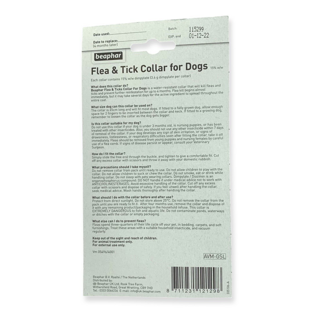 Beaphar Uk Ltd Beaphar Dog Plastic Flea & Tick Collar Mixed Colours 60Cm