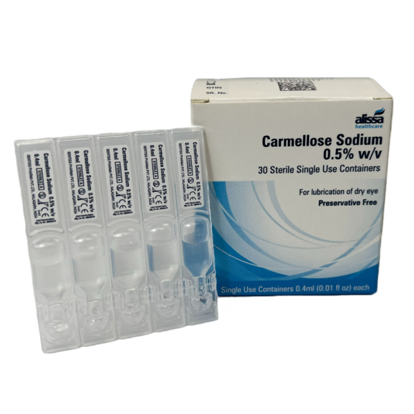 carmellose 0.5 single use box vial side