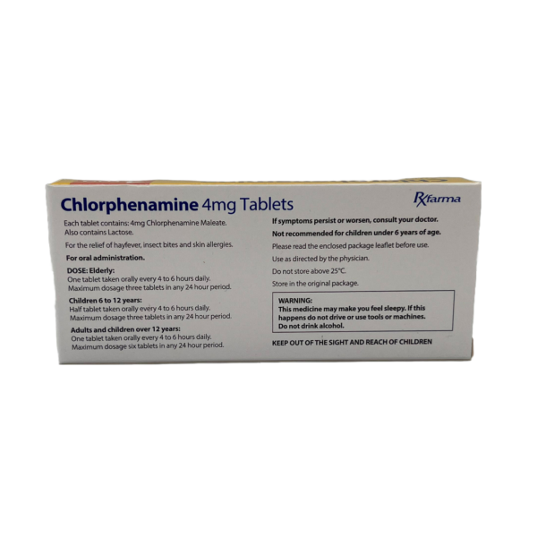 chlorphenamine box back otc