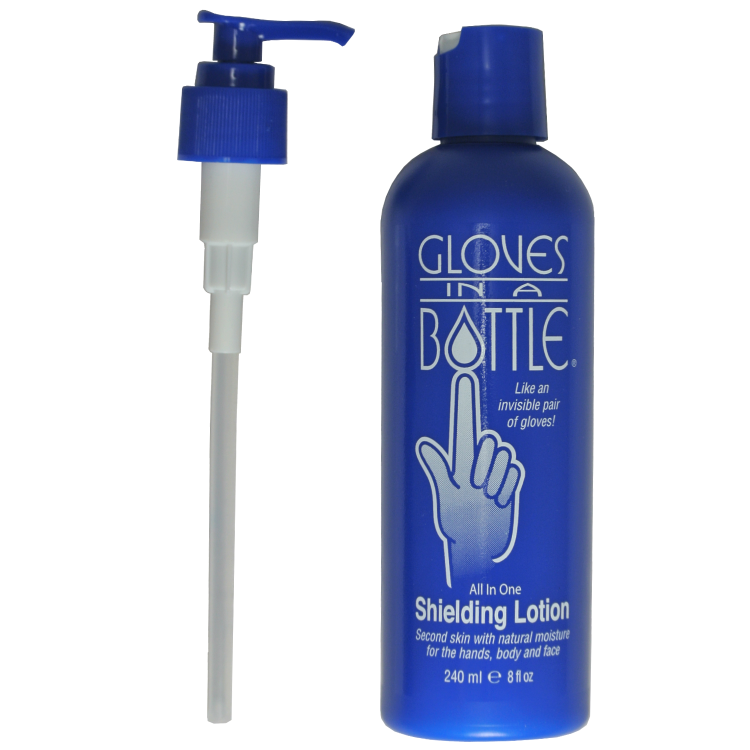 Gloves In A Bottle Shielding Lotion (One- 2 fl oz-60 ml & One - 8 fl oz-240  ml) With Pump Great for Dry Itchy Skin! Grease-less and Fragrance Free!