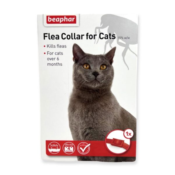 red plastic cat flea collar front